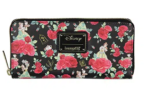 Loungefly Disney Beauty And The Beast Belle Roses Zip Around Wallet
