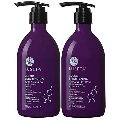 Luseta Purple Shampoo and Conditioner Set for Blonde, Gray   Color Treated Hair   Sulfate Free Paraben Free   Infused with Cocos Nucifera Oil for Curly and Damaged Hair   xoz