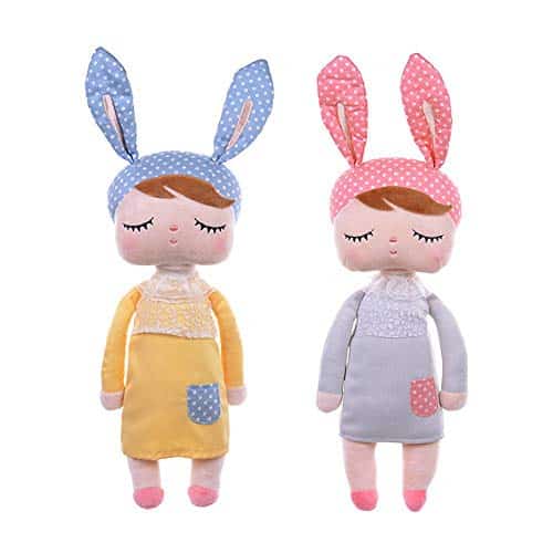 Metoo Dolls Plush Bunny Rabbit Soft Toys Sleeping Angela Doll for Baby Toddler Inches (pack of )