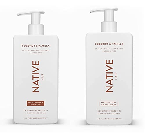 Native Shampoo and Conditioner Set  Sulfate Free, Paraben Free, Dye Free, with Naturally Derived Clean Ingredients oz (Coconut & Vanilla, Moisturizing), , ounces