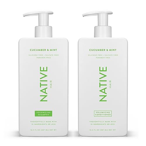 Native Shampoo and Conditioner Set, fl oz each (pack)   All Hair Type Color & Treated From Fine to Dry Damaged, Sulfate Paraben Silicon and Dye Free   Volumizing Cucumber & Mint