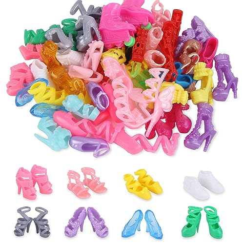 Pairs Doll Shoes Various Styles Replacement High Heel Boot Assorted Colors Flat Shoes Set Bulk for Dolls Closet