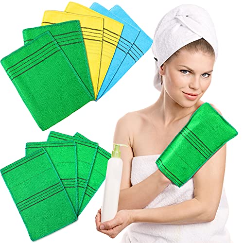 Pieces Korean Exfoliating Washcloth Mitt Asian Exfoliating Bath Body Scrub Mitt Italy Towel Double Sided Exfoliating Cloth Gloves Dead Skin Japanese Spa Wash Cloth (Multi Color)
