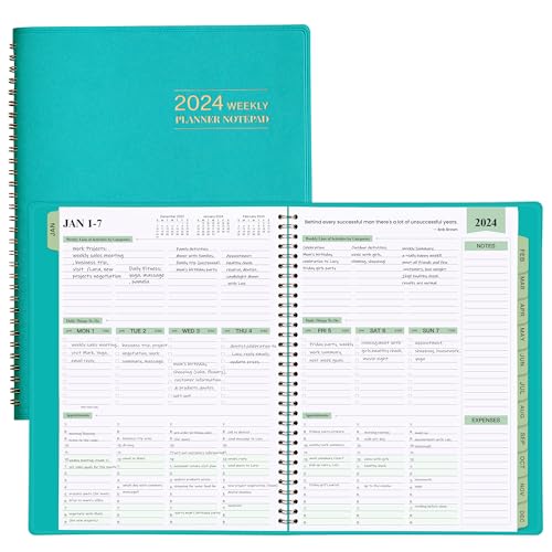 Planner   Tier Down Weekly & Monthly Planner Notepad, '' x '', JAN   DEC , Appointment Book, inutes Intervals, Monthly Tabs, Faux Soft Leather, Spiral Bound, Julian Dates