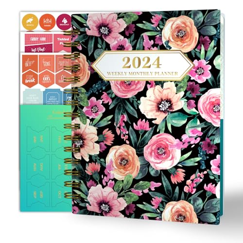 Planner, onth Weekly Monthly Planner from JAN.to DEC., X , Planner Notebook with Spiral Bound, Stickers & Sticky Index Tabs, Colorful Floral