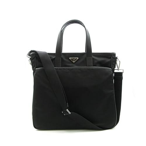 Prada Re Nylon Tote Bag Black Nylon and Saffiano Leather VG