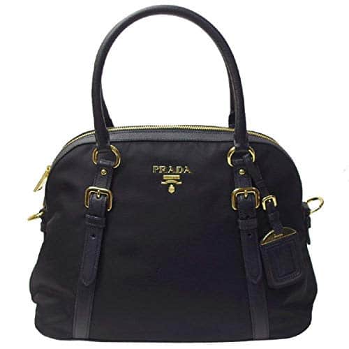 Prada Womens Tessuto Nylon Saffiano Leather Black Handbag BB