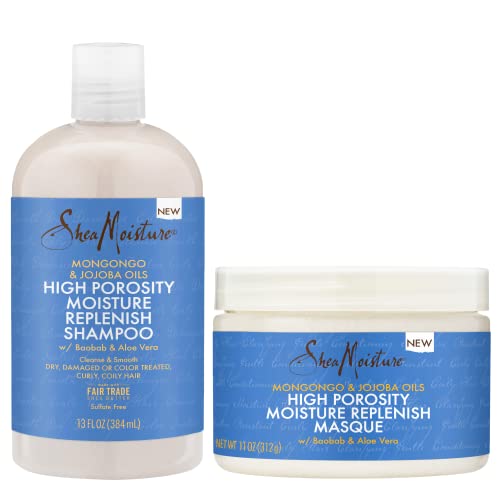 Shea Moisture Shampoo, High Porosity for Curly and Coily Hair (Oz) + Hair Masque (Oz), High Porosity Hair Products, Cleanse and Smooth, Shea Moisture Conditioner Masque, Coily Hair Products