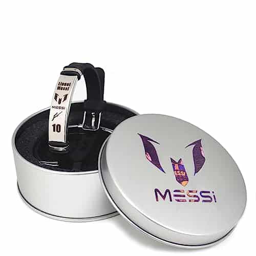 Skaisa Lionel Me ssi signature wristbands Football bracelet, Waterproof sports rubber bracelets, Rubber wristbands, Me ssi Memorial Collection Gift Box(black)