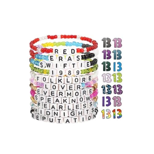 Totoketty Pcs TS Inspired Friendship Bracelets TS Merch Swifties Bracelet with Sticker Lover Evermore Reputation Inspired Bracelet