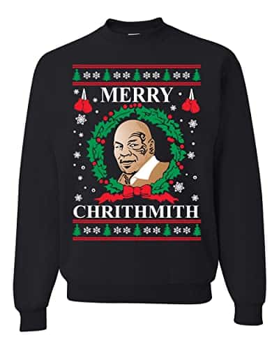 Wild Bobby Merry Chrithmith Mike Tyson Ugly Christmas Sweater Unisex Crewneck Sweatshirt, Black, X Large