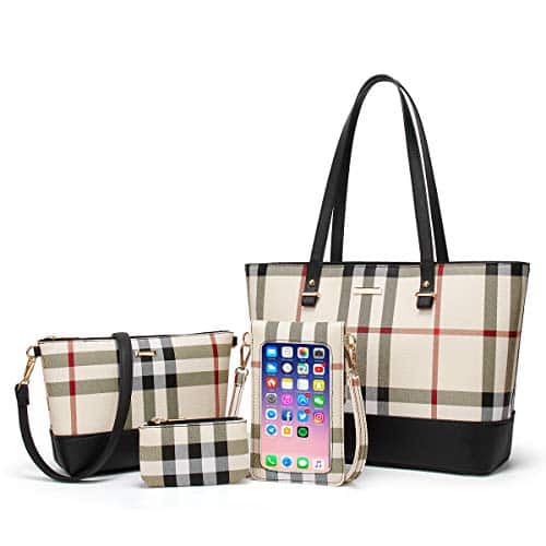 Women Fashion Synthetic Leather Handbags Tote Bag Shoulder Bag Top Handle Satchel Purse Set pcs