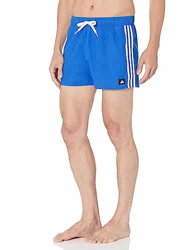 adidas Men's Standard Stripes Classics Swim Short Length, Bright RoyalWhite, Medium