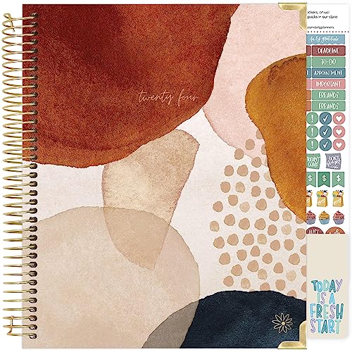 bloom daily planners Hardcover Calendar Year Goal & Vision Planner (January   December )   MonthlyWeekly Column View Agenda Organizer   x   Earthy Abstract, Blue