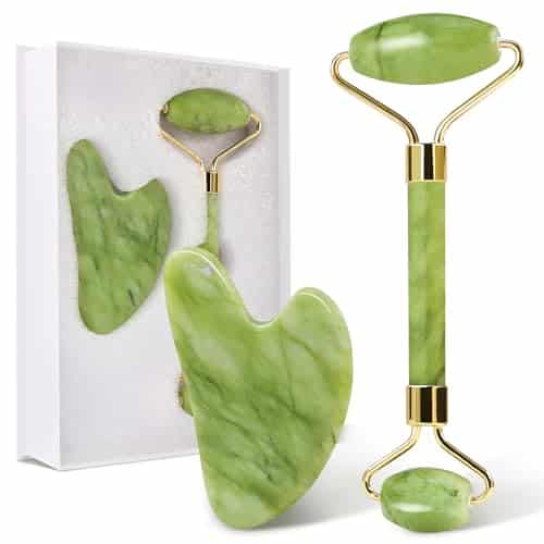 huefull Gua Sha Facial Tool & Jade Roller Set for Skin Care, Reduce Puffiness and Improve Wrinkles, Guasha Tool for Face and Body Treatment, Gua Sha Stone Self Care Gift for Woman Man