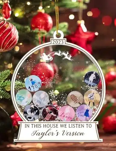 in This House We Listen to Taylor's Version Ornament, Tour Ornament, Taylor Christmas Ornament, Swifties Personalized Christmas Tree Ornament, Gift for Taylor Fans