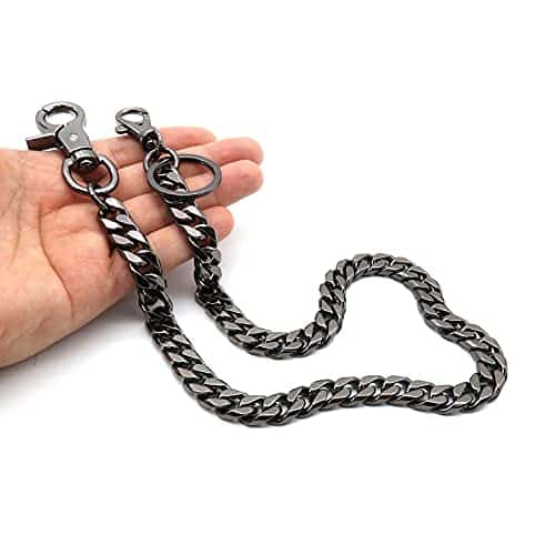 newtro Wallet Chain Men Women Boy Girl, Biker Motorcycle Pants Jean Punk Long Key Chain Ring Holder Black (DBK)