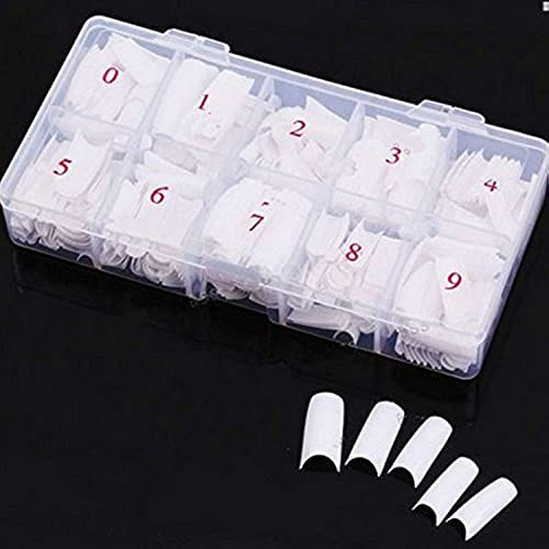 AORAEM White Nail Tips,Pcs French Tip Press on Fake Nails Half Square False Nails for Acrylic Nails
