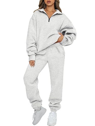 AUTOMET Womens Piece Outfits Long Sleeve Sweatsuits Half Zip Sweatshirts with Sweatpants Fall Outfits