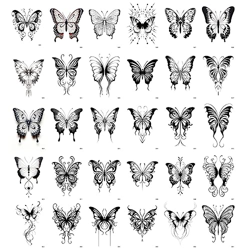 AWLEE Butterfly Temporary Tattoos for Women,Sheets Ink Fake Tattoos That Look Real and Last Long,Tiny Waterproof Colorful Butterfly Tattoos and Arm Neck Hand Tattoo Stickers f