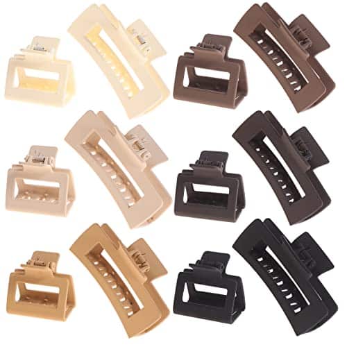 Alemaky Pack Square Claw Clips, Big and Small Neutral Rectangle Hair Non slip Matte Large Clips for Women,Strong Hold jaw clip Thick Thin
