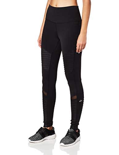 Alo Yoga Women's High Waist Moto Legging, BlackBlack Glossy, Small