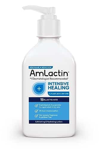AmLactin Intensive Healing Body Lotion for Dry Skin  oz Pump Bottle  in Exfoliator and Moisturizer with Ceramides and % Lactic Acid for Hour Relief from Dry Skin