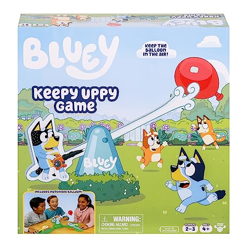 BLUEY Keepy Uppy Game. Help, Bingo, and Chilli Keep The Motorized Balloon in The Air with The Character Paddles for Players. Ages +