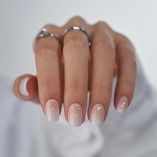 BTArtbox Square Ombre Acrylic Nails   Soft Gel Press On Nails Kit with Nail Glue, Sizes   Reusable Fake Nails in Vanilla Cream