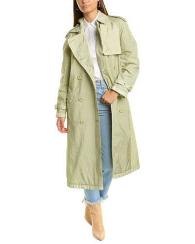 BURBERRY Ladies Mist Green Double Breasted Garment Dyed Nylon Trench Coat, Brand (US )