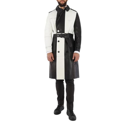 BURBERRY Men's Panelled Plonge Leather Double breasted Trench Coat, Brand (US )