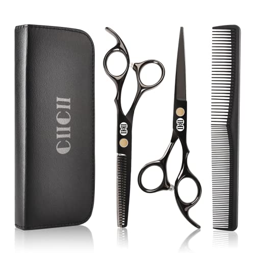 CIICII Hair Cutting Scissors Shears Kit, Professional Hairdressing Scissors Set (Hair Beard Trimming Shaping Grooming Thinning Shears) for Men Women Hairdresser Home Salon Bar