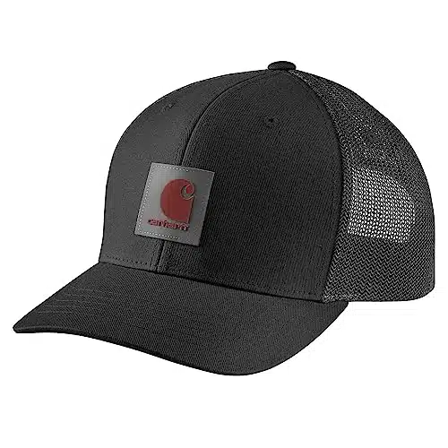 Carhartt Men's Rugged Flex Twill Mesh Back Logo Patch Cap, Black