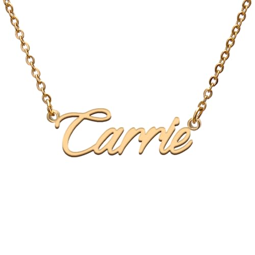 Carrie Name Tag Necklaces for Her His Friends Familys Relationship Memory Jewelry Gift