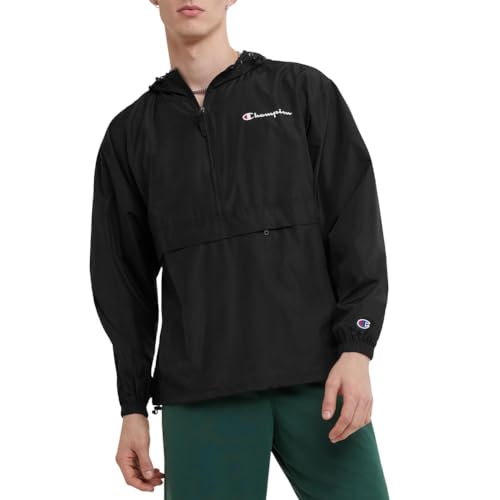 Champion mens Packable   Solid Jacket, Black , Large US