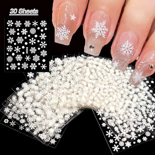 Christmas Nail Stickers Sheets Christmas Nail Decals Elk Snowman Nail Art Supplies Winter Nail Art Designs D Self Adhesive Santa Claus Nail Art Stickers for Women DIY Acrylic Nail Decorations
