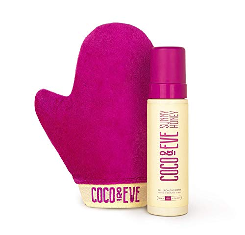 Coco & Eve Self Tanner Mousse Kit   (Medium) All Natural Sunless Instant Self Tanning Lotion with Bronzer & Mitt Applicator  Sunny Honey Bali Bronzing Kit