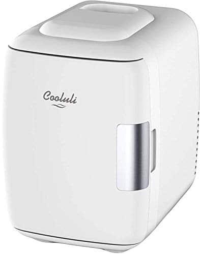 Cooluli Mini Fridge for Bedroom   Car, Office Desk & Dorm Room   Portable LCan Electric Plug In Cooler & Warmer for Food, Drinks, Skincare Beauty & Makeup   v ACDC & Exclusive USB Option, White