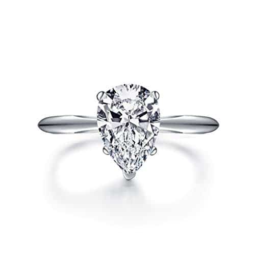 DYUNQ Engagement Rings for Women Cubic Zirconia Ring Carat Sterling Silver Rings Solitaire CZ White Gold Ring Simple Bridal Wedding Annivesary Promise Ring Pear Shaped Teardrop