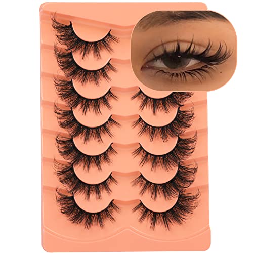 False Eyelashes Wispy Lashes Natural Look Fake Eyelashes Cat Eye Lashes Mink Fluffy Strip False Lashes Fox Eye Lashes Pack Pairs ALICROWN