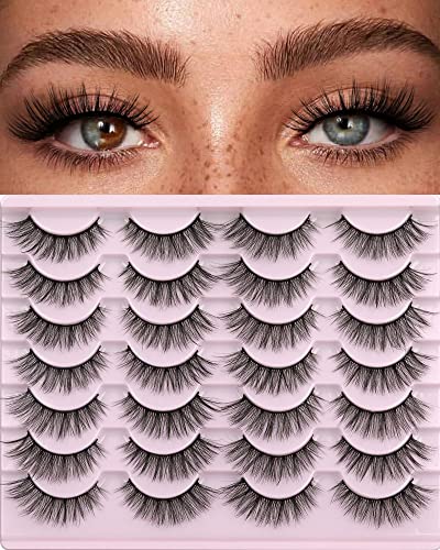 False Eyelashes mm Faux D Mink Lashes Natural Look Fluffy Cat Eye Wispy Lashes Pack by Kiromiro, Pairs