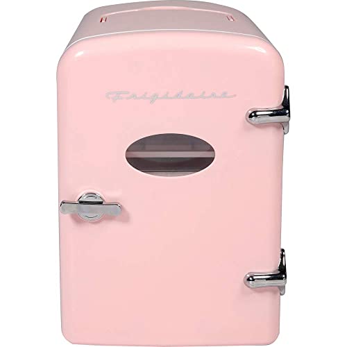 Frigidaire EFMISPINK Portable Mini Fridge Retro Extra Large Can Travel Compact Refrigerator, Pink, Liters