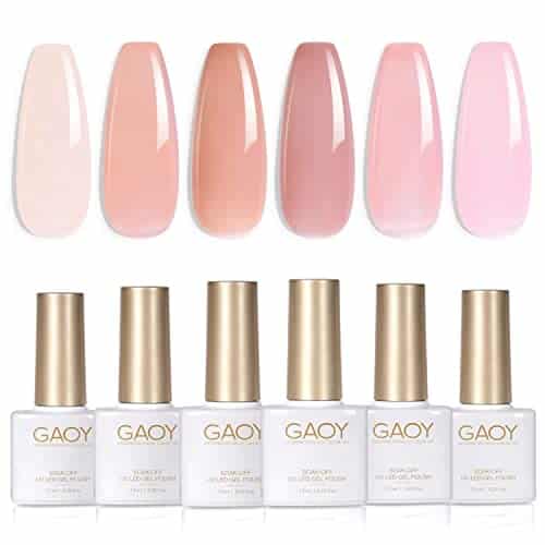 GAOY Jelly Nude Pink Gel Nail Polish Set of Transparent Colors Sheer Gel Polish Kit