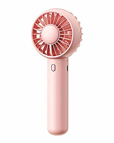 Gaiatop Mini Portable Fan, Powerful Handheld Fan, Cute Design Speed Personal Small Desk Fan with Base, Lightweight Makeup USB Rechargeable Fan for Stylish Girl Women Travel In