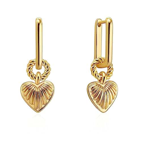 Gold Heart Earrings for Women, K Gold Plated Small Huggie Hoop Drop Earrings Boho Cute Heart Hoop Earrings Hypoallergenic Jewelry Gifts for Girls