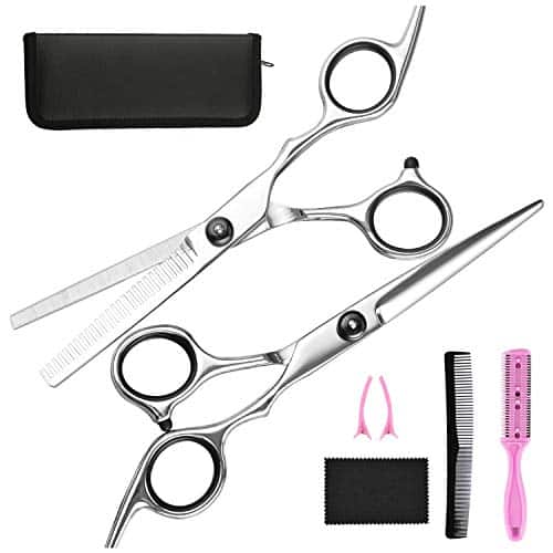 Hair Cutting Scissors Thinning Shears  Fcysy Professional Barber Sharp Hair Scissors Hairdressing Shears Kit with Haircut Accessories in Leather Case for Cutting Styling Hair 
