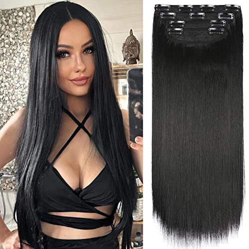 Hair Extensions Straight Pcs Clip in Hair Extensions Soft Hair Extensions Black Hair Extensions Inches Thick Hair Extensions Clip In(pcs, Inch, B#)