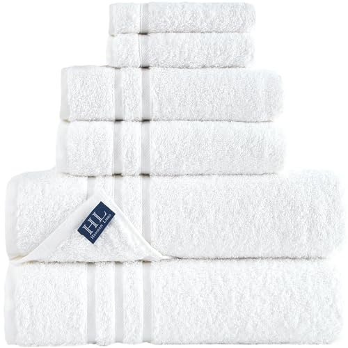 Hawmam Linen White Bath Towels Set Piece Original Turkish Cotton Soft, Absorbent Towel for Bathroom and Kitchen Bath Towels, Hand Towels, ashcloths GSM