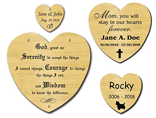 Heart Shape Custom Engraved Name Plate, Solid Brass Copper Metal, Plaque for Memorial Award Recognition Pets Loved Ones, Made to Order, Made in USA