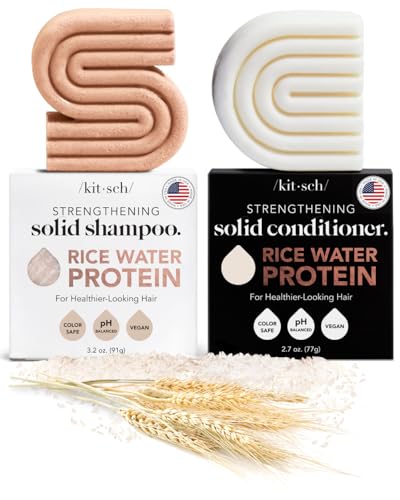 Kitsch Rice Bar Shampoo and Conditioner Bar for Hair Growth  Made in US  Rice Shampoo Bar & Conditioner Bar for Strengthening Hair  Rice Water Shampoo Bar & Conditioner Soap  
